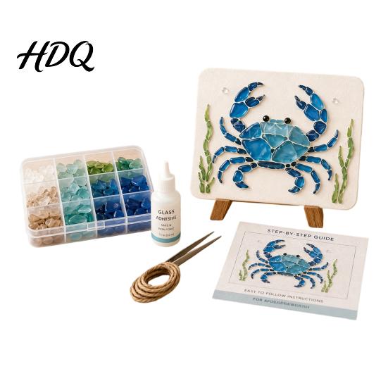 DIY Craft Kits for Adults Sea Glass Art Mosaic Kit Ocean Animal Themed Set Adult Crafting Gift Ideas Beginner Handmade Material Pack Coastal