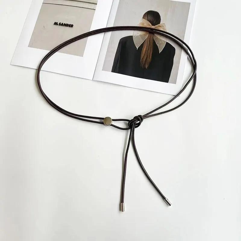 New Female Waist Chain Dress Long Waist Rope Knotted Thin Belt Simple Decoration Tie with Vintage Dresses String Waistband 130cm