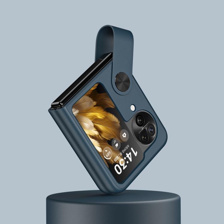 

Однотонный кожаный чехол с ремешком на руку For OPPO Find N3 Flip