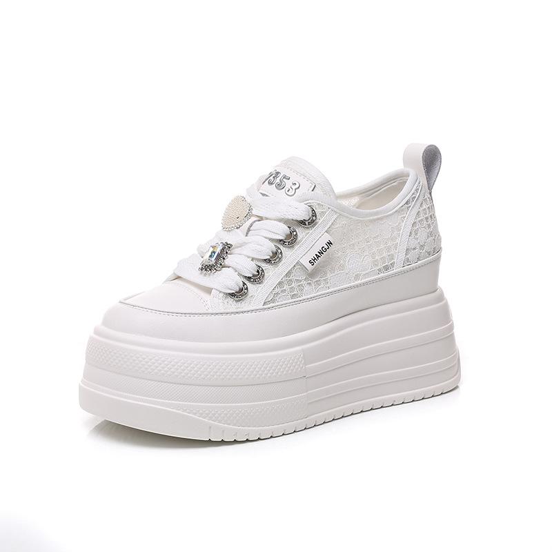 

Little white shoes women s summer thin 2025 new mesh breathable board shoes, height-increasing fisherman shoes within 8 cm of thick sole 39 белый