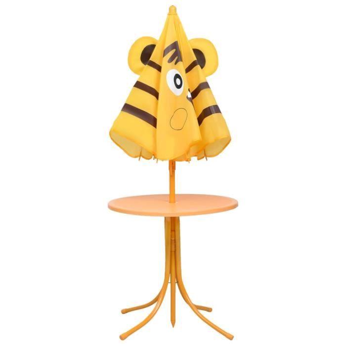 VidaXL Jeu de bistro avec parasol pour enfants 3 pcs Jaune