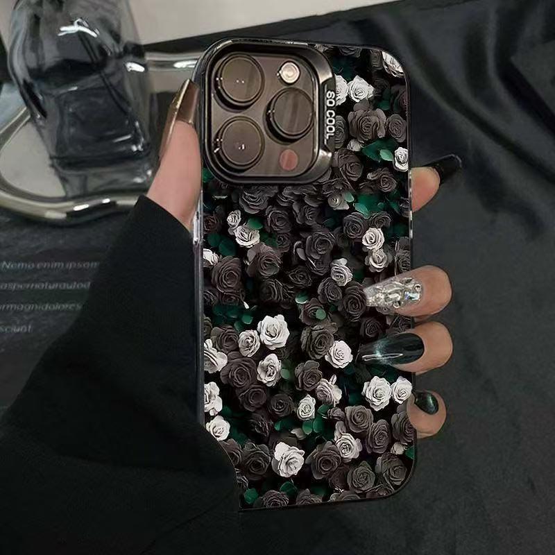 Black and White Rose Energetic Phone Case for iPhone 17/16/15/14/13 Promax