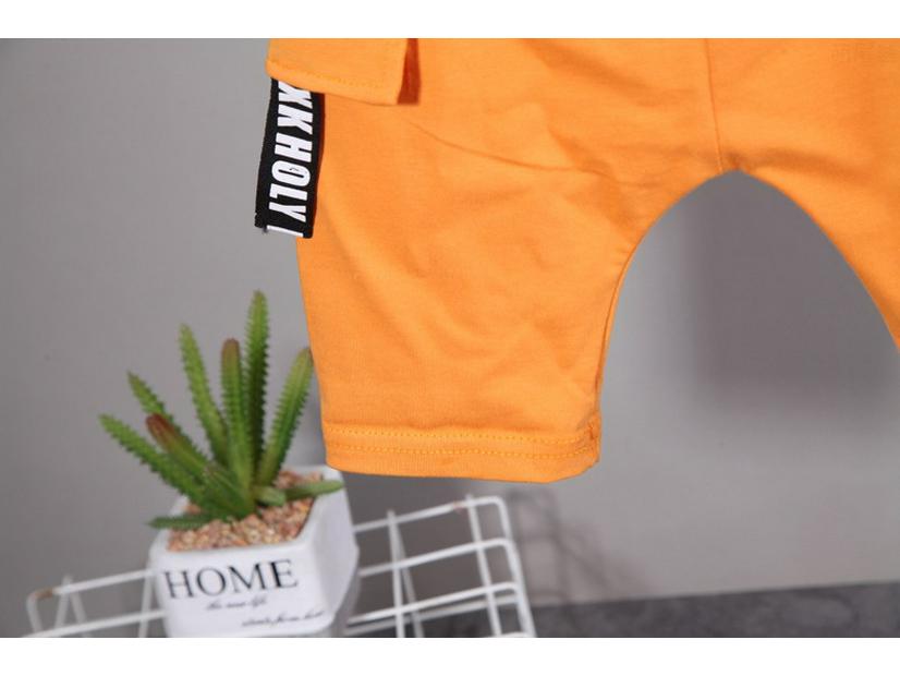 Boys' Summer Patchwork Outfit: Round Neck Short Sleeve Top & Shorts Set (0-4 Years)