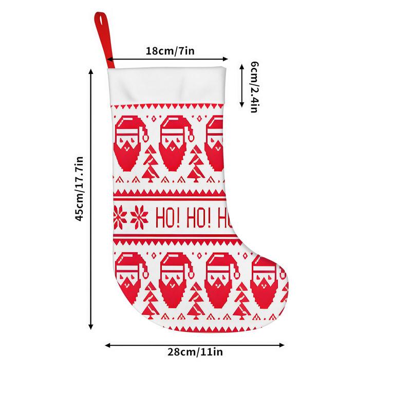 Christmas decoration fireplace hanging stocking Christmas Stockings 1pc 45.72 cm, Ugly Christmas Santa Tree Red Printed
