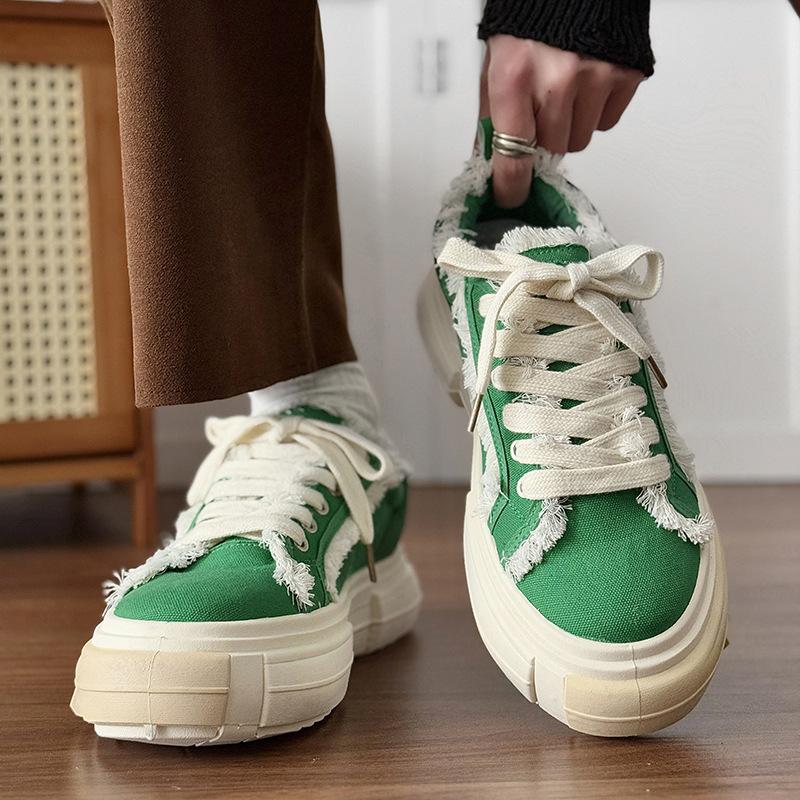 

Fashion Men s Shoes 2025 New Bread Shoes, Casual Guochao Skateboard Shoes, Hot-selling Canvas Board Shoes 45 зелёный