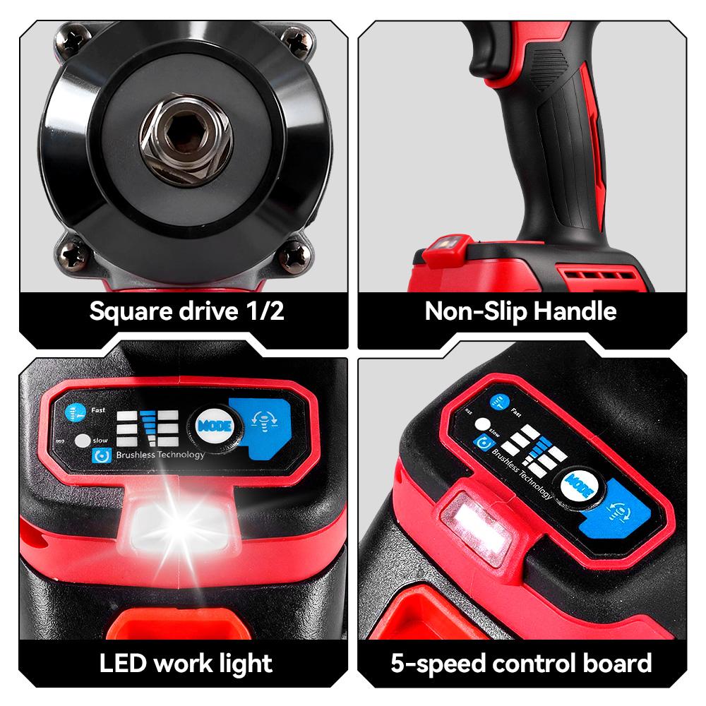 ONEVAN 1000N.M Brushless Electric Impact Wrench 1/2" Cordless Screwdriver Torque Wrench Power Tool For Makita 18V Battery Pin