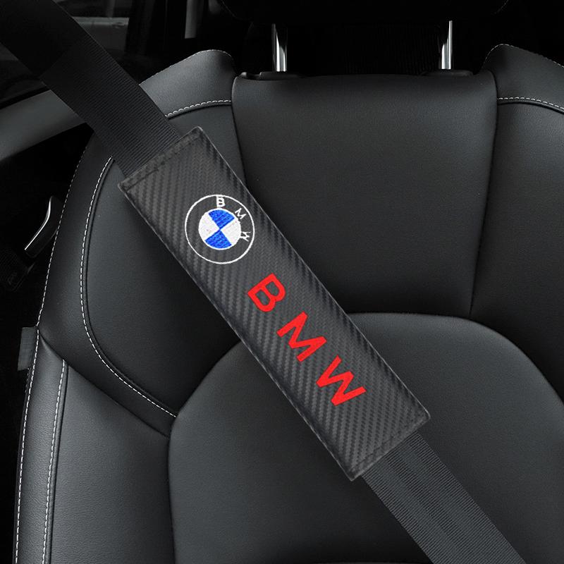 BBIQ7 Car Sticker 2pcs Car-styling Carbon fiber Car Seat belt Cover Protective Pad for BMW M power X1 X3 X5 X6 Performance M3 M5 E90
