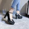 Mode Block Ferse Plattform Pumpen Frühling Herbst Frauen Schuhe 2024 Frauen Schnalle High Heels Schuhe Damen Elegante Schwarze Büro Schuhe