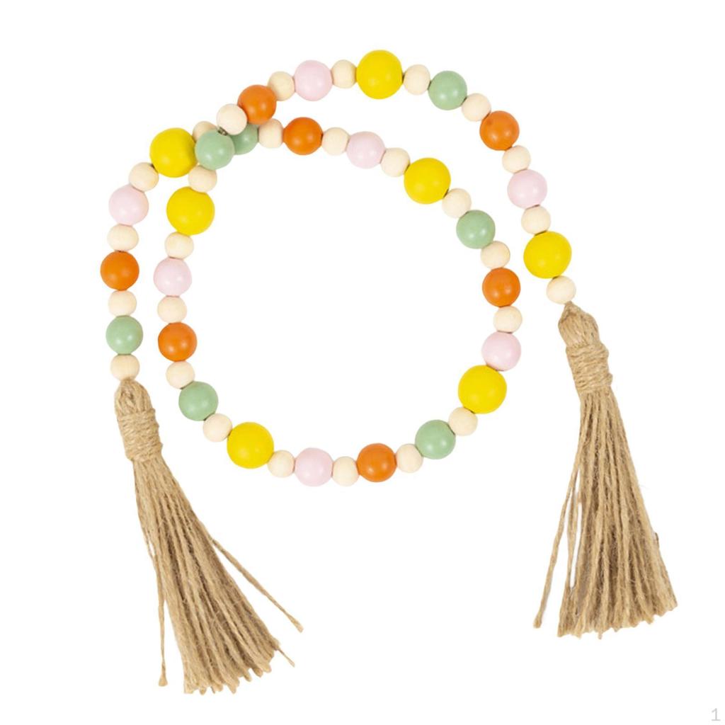 Easter Bead Garland with Wood Elements for Spring Celebrations And Home Decor