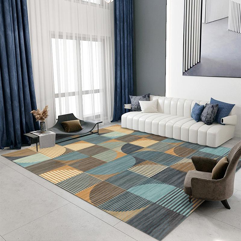 

Геометричний килим для вітальні, килим під чайний столик, килим під диван, золотистий смугастий килим з ефектом печворку 80 * 120cm