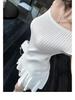 Director Du's Simple & Charming Summer Knitted One-Shoulder Slim-Fit Korean Style Women's Top