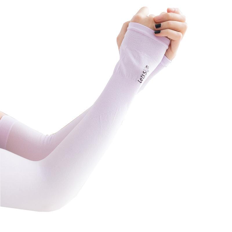 Korean Style Solid Color Ice Sleeves for Women - UV Protection Arm Covers for Summer, Running, Cycling, and Sun Protection.