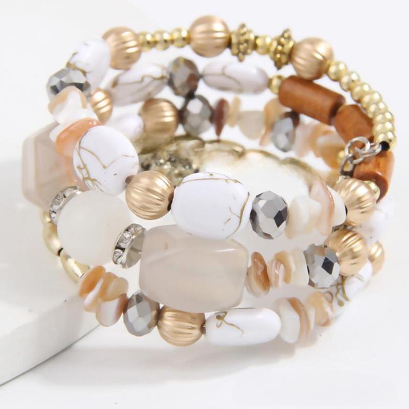 Set di 1 braccialetti con charm perline Bohemia per donna, braccialetti a catena con perline in lega vintage fatti a mano, braccialetti da donna Boho per feste