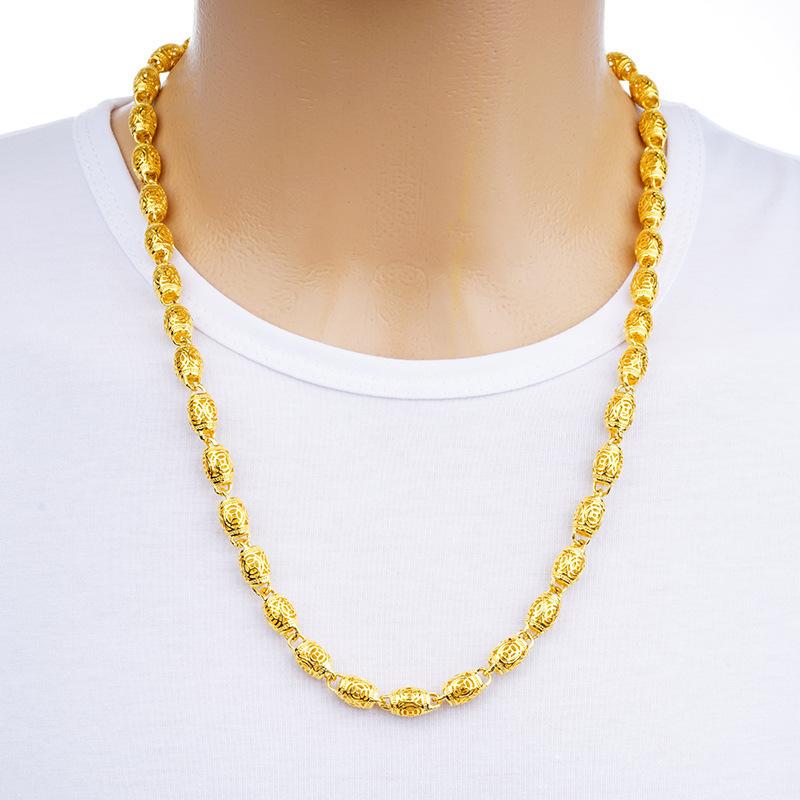 Vietnamese Gold Sand Hollow Dragon Head Domineering Men's Necklace Gold Euro Coin Gold Jewelry