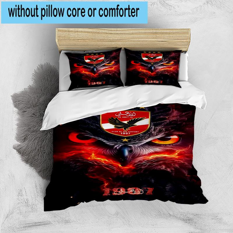 3pcs Al Ahly FC Printed Bedding Set Duvet Cover Closure Includes 1 Duvet Cover & 2 Pillowcases Bedding Sets Home Decor Gifts