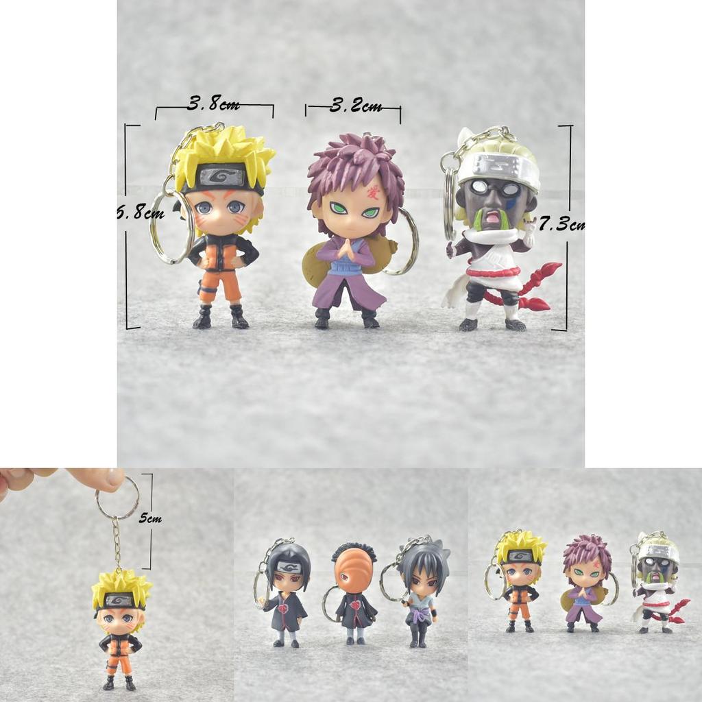 New 6pcs Naruto Pvc Figure Keychain Key Ring Toy Pendant Stylish Anime Cosplay Gift