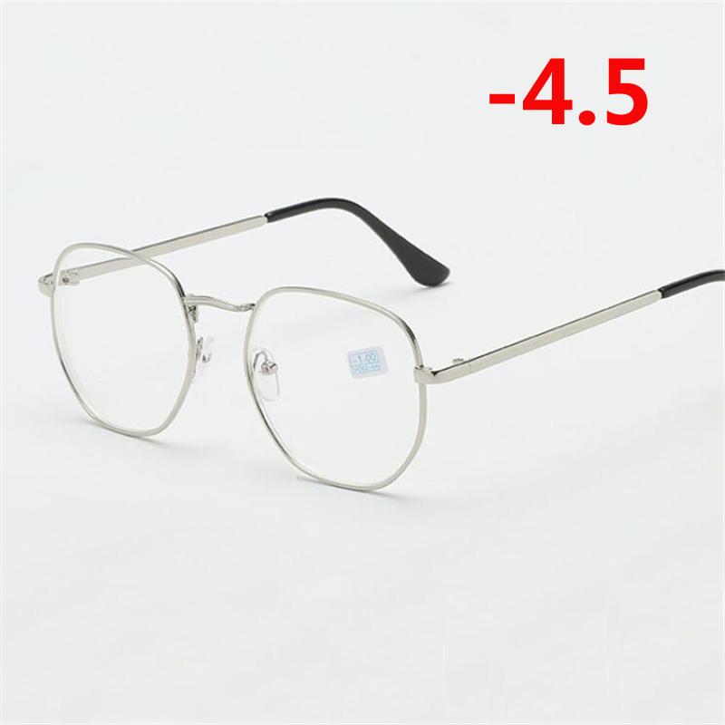 -1.0 -1.5 -2.0 To -6.0 Student Myopia Glasses Finished Golden And Black Frame Blue Film Short Sight Eyewear Prescription Glasses