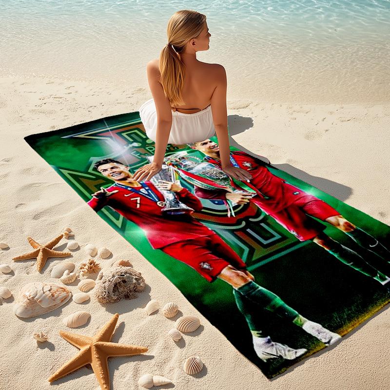 Ronaldo Portugal Football Legend Beach Towel Beach Portable For Travel Outdoor Pool Towel Seaside Swim Comfort Outdoor Picnic Beach Mat