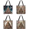 4pcs Christmas Tree Large Capacity Linen Tote Bag