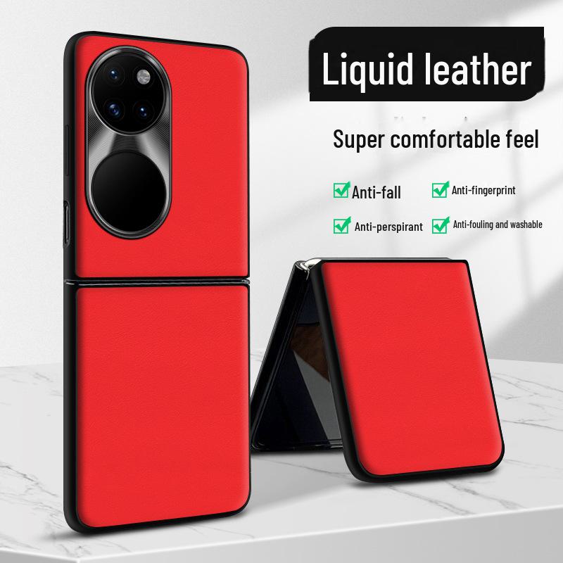 

Чехол из искусственной кожи для Huawei P50 Pocket: Защитный чехол от падений и обрастания Huawei P50 Pocket красный