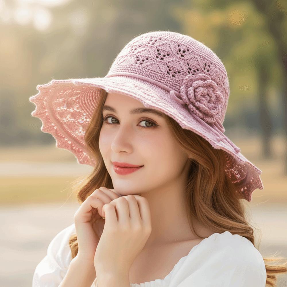Portable Crochet Summer Sun Hat Foldable Hollow Out Women Fisherman Hat Weave Breathable Bucket Hat Beach