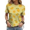 Fashionable Casual Vegetable Fruit Orange Graphic Round Neck Short Sleeve