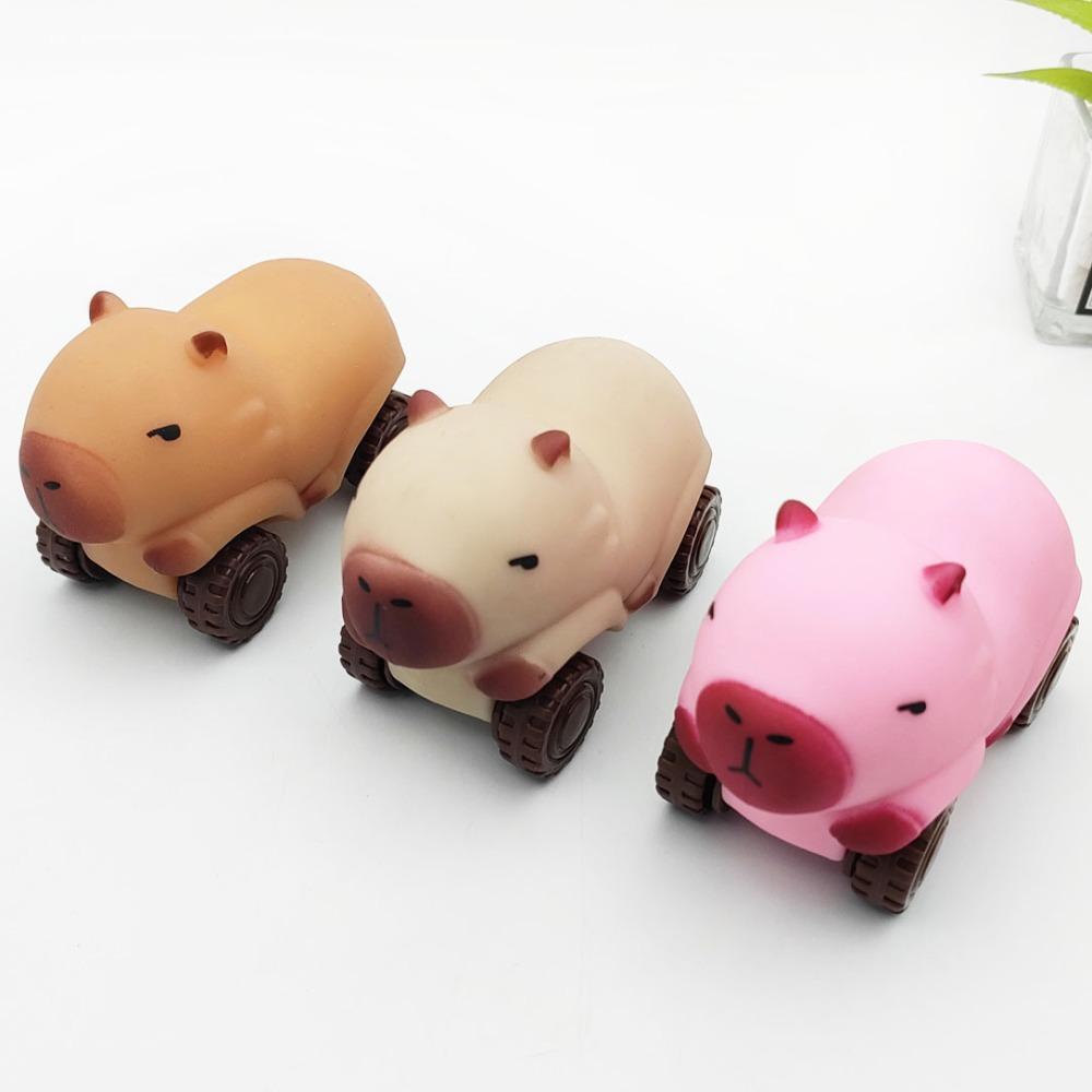 With Wheel Capybara Squeeze Toy Stretchable Car Cute Pinch Toy Capybara Fidget Toy  Children