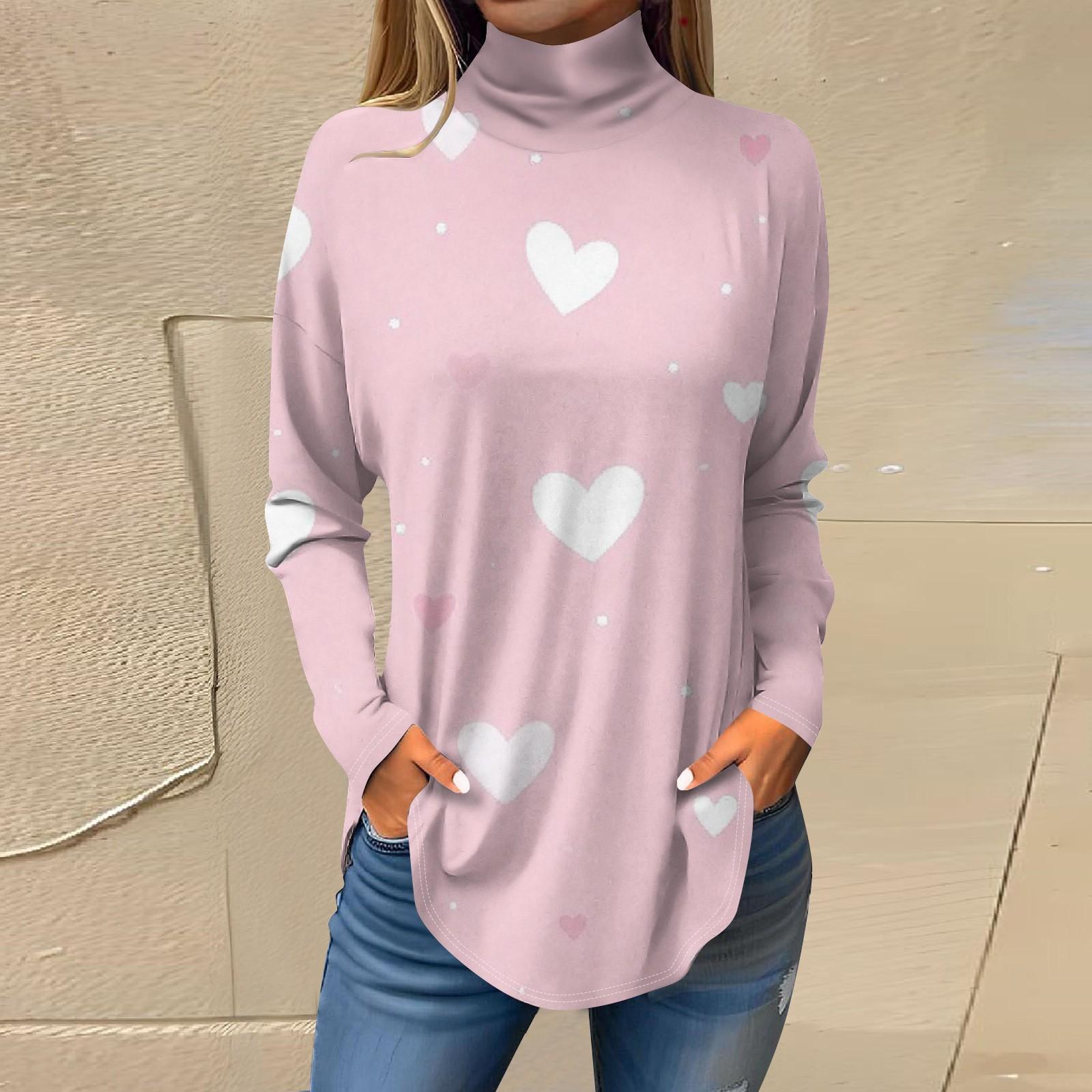 

Женская осенняя повседневная рубашка с длинным рукавом, толстовка с принтом, топ с высоким воротом, пуловер XL арбуз красный