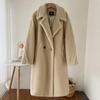 2024 Winter Long Faux Fur Coat Women Winter Lamb Fur Plush Coat Ladies Blazer Collar Lapel Fluffy Jacket Fashion Overcoat Elegant Outerwear
