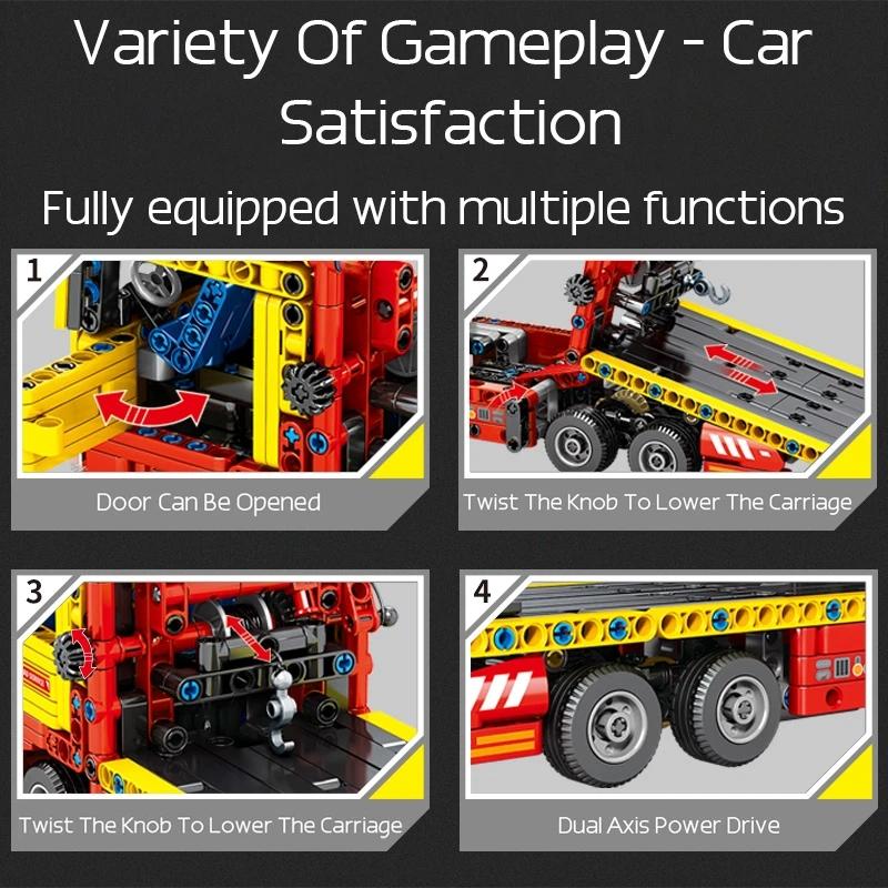 MOC City Creative 785 buc Funcții de putere pentru camion cu platformă Blocuri de construcție Camion Mașină Model Cărămizi pentru copii DIY Educație Ziua de naștere