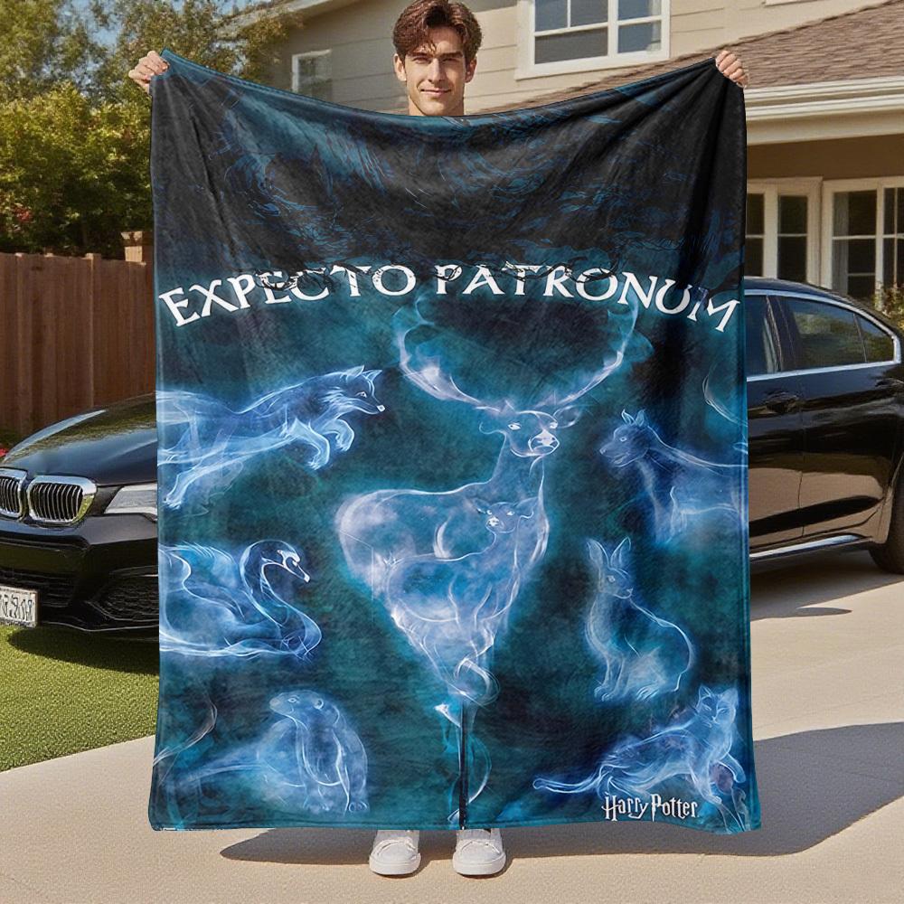 1pc Expecto Patronum swan dog deer Outdoor Flannel Throw Blanket All Season Soft Warmth,Home Decor 1031179