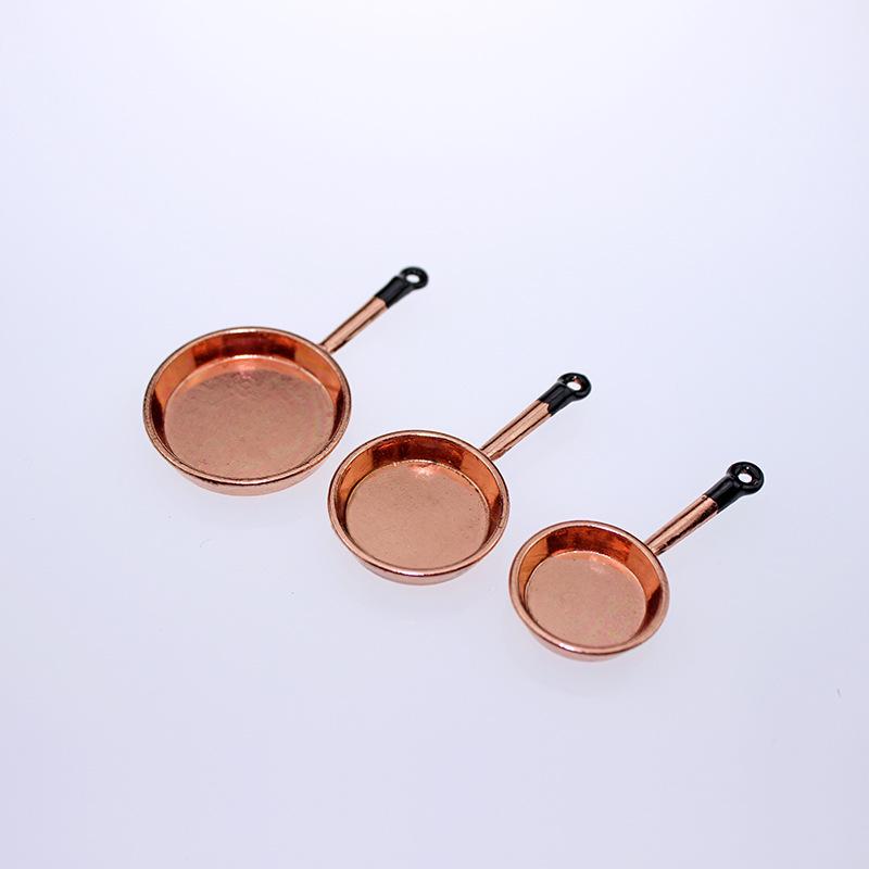 Miniature Dollhouse 3-Piece Frying Pan Set, Long-Handled Model 52D226
