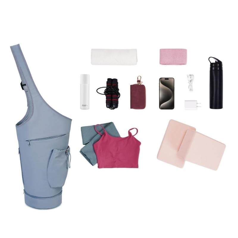 Large Opening Yoga Mat Bag with Wet Dry Pocket Multiple Compartments Waterproof Yoga Mat Carrying Bag For Gym Fitness