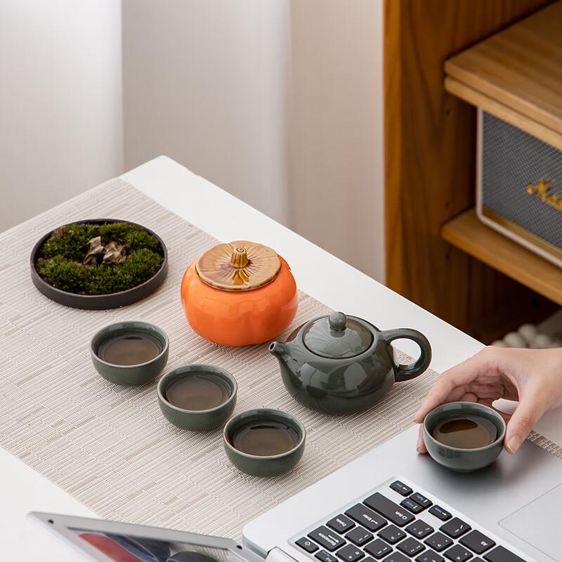 Relaxed House Ceramic Tea Set Gift Box with Persimmon Caddy