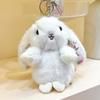 Hanging Rustic Ear Rabbit Plush Pendant With Broken Flowers Inside Ears For Gift