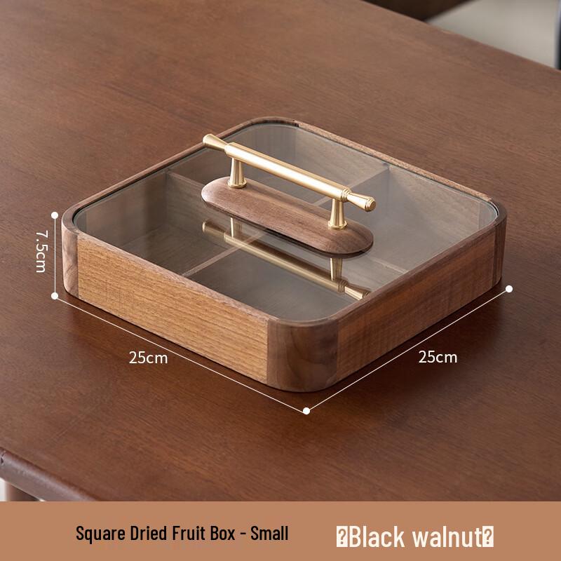 DU Solid Wood New Chinese Style Divided Snack Tray 25cm