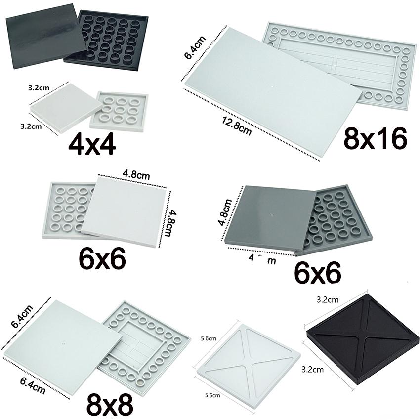 DIY Smooth Flat 4x4 6x6 8x8 8x16 Tile Building Blocks Assembles Particles Light Board Bricks 4*4 6*6 8*8 8*16 Plate Creative Toy