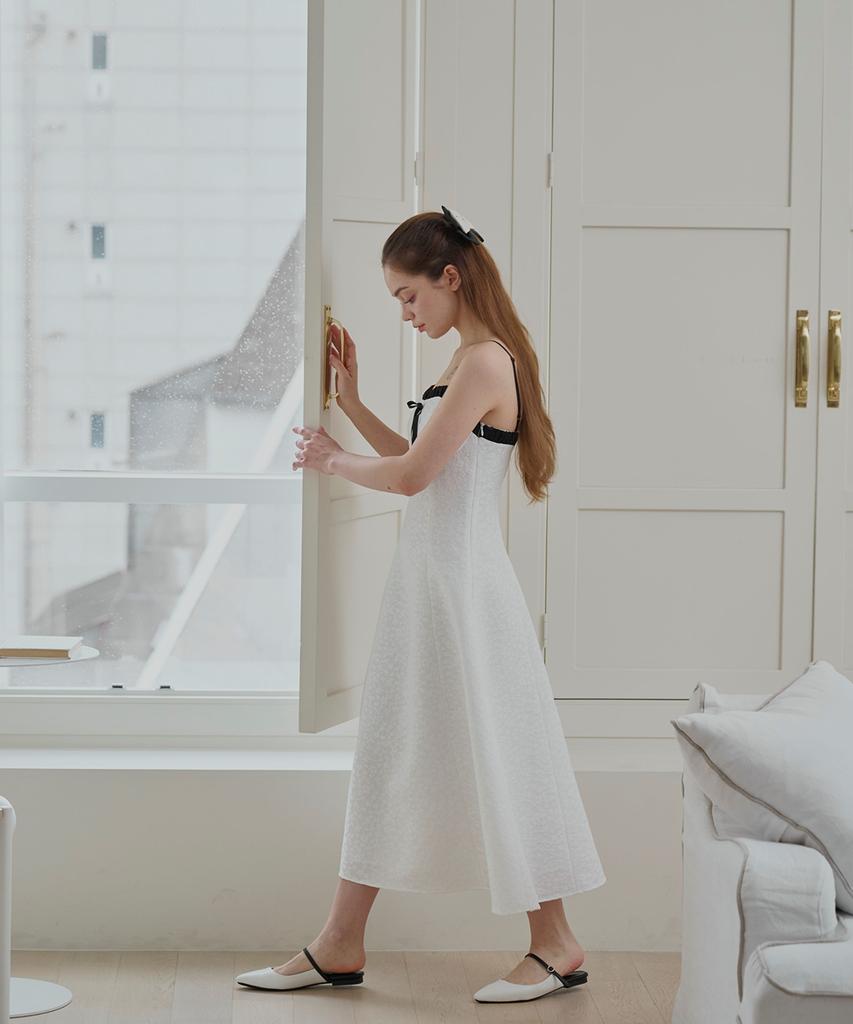 ALIENAR Satin Shirring Coloring Dress