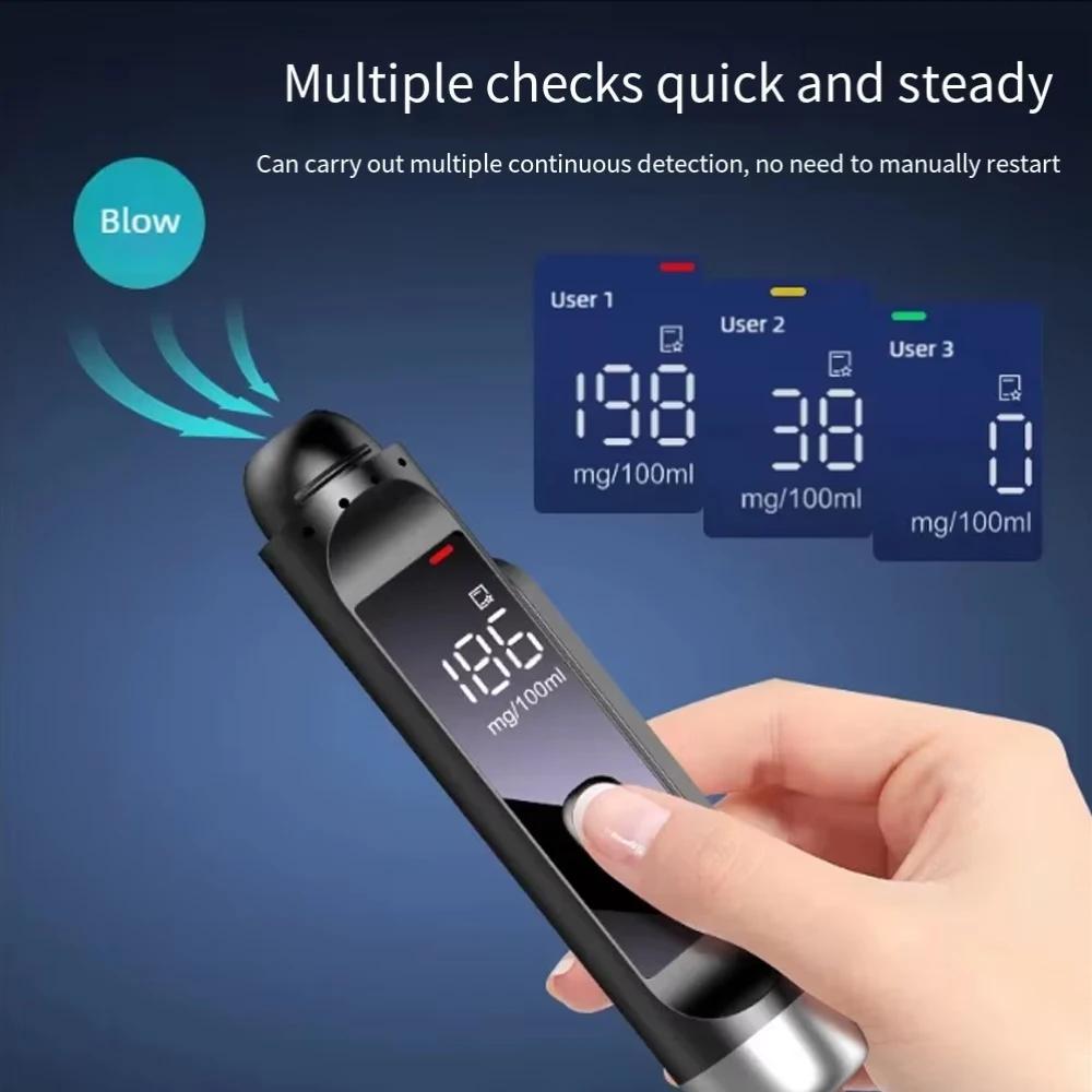 3 In 1 No-Contacted LCD Display Breathalyzer Alcohol Detector Parking Number Plate with Emergency Hammer For Driving Safety