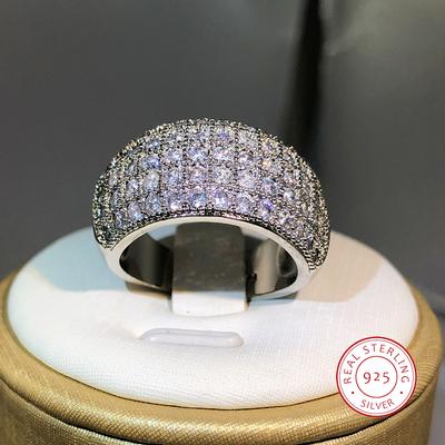 Anelli di Eterntà da Matrimonio di Lusso in Argento Sterling con Zirconia per Uomo Anello Promessa Fidanzamento con Cristallo CZ