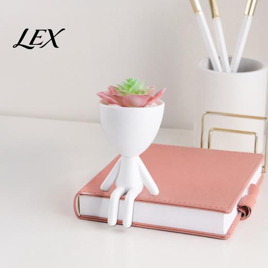 Compact Plant Pot 3D Printed Sitting Human Figure Succulents Planter, 2-in-1 Desktop & Decor Ornament, Matte Finish Decorative Container One-Piece