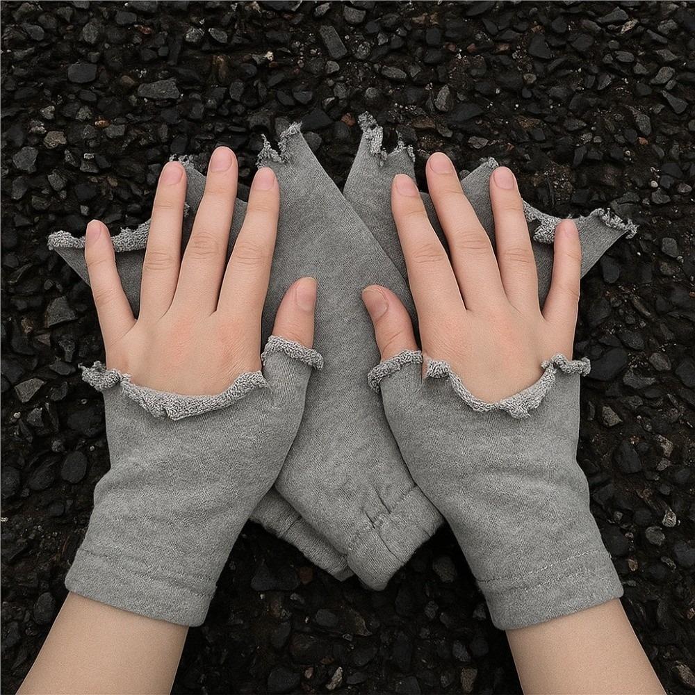 Trends Grunge Style Fingerless Gloves Hip-hop Ripped Mittens Irregular Tear-edge Gloves  Daily