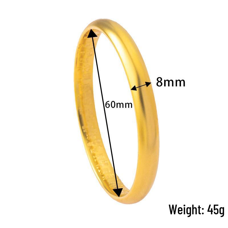 Vietnamese Sand Gold Wide Noodle Bangle for Women - Copper Alloy Simulated Jewelry
