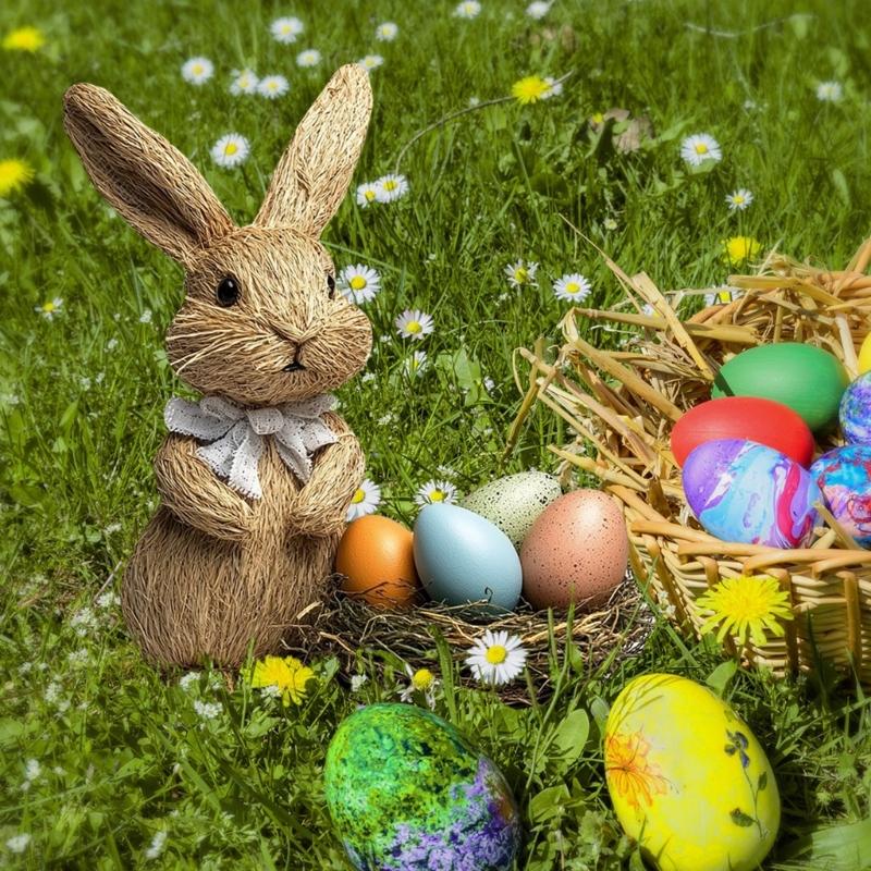 Colorful Rabbit and Eggs Yard Sign for Easters and Spring Celebration Weather Resistant Garden Insert Animal Stake