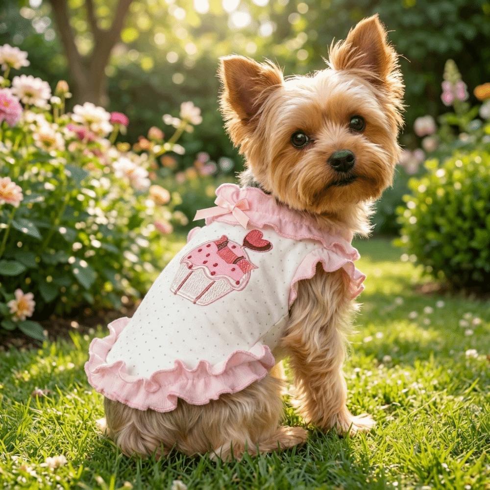 Breathable Pet Dress Shirt Ruffles Design Pet Princess Dress Dog Floral Lace Skirt Photography