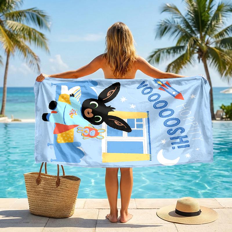 Bunny Fashion Beach Towel: Ideal for Summer Adventures Soft, absorbent and quick drying suitable for swimming and bathing