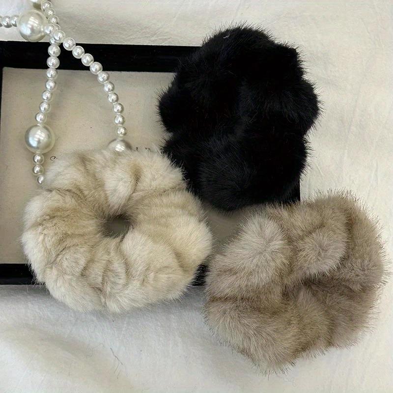 Autumn Winter Plush Large Scrunchies Elastic Hair Band New Fashion Fluffy Headband Headdress Female Accessories