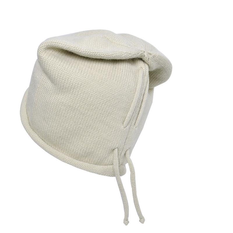 

Autumn Winter Knit Beanie With Drawstring For Women Cold Weather Comfort бежевый