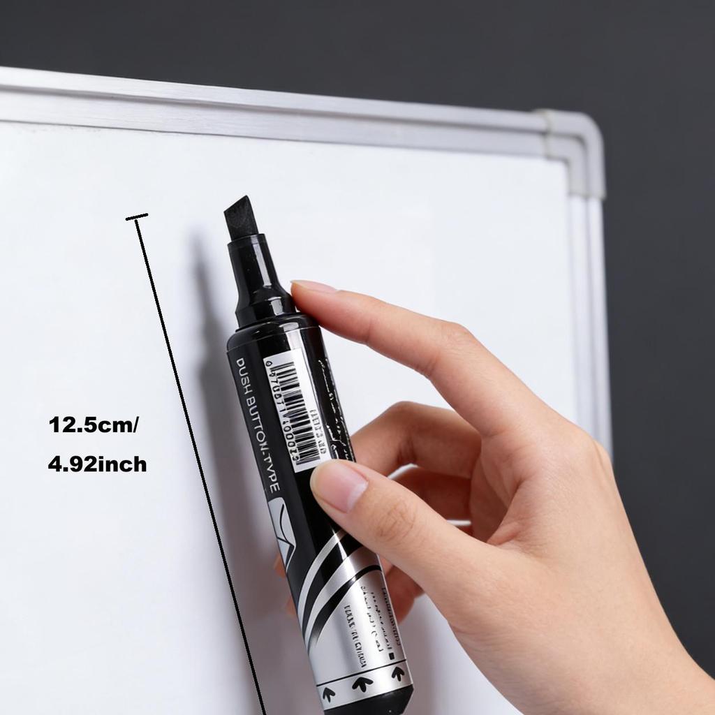 4-Piece Push-Button Liquid Ink Whiteboard Marker Pen, Vibrant, Quick-Drying, Low-Odor, Chisel Tip, for Whiteboards, Office