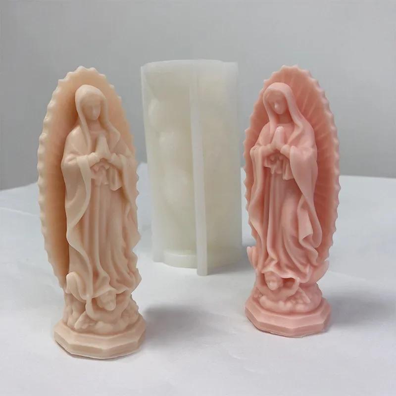 1PC 3D Virgin Mary Candle Silicone Mold DIY Western Portrait Crafts Plaster Resin Cement Mould Handmade Soap Making Home Art